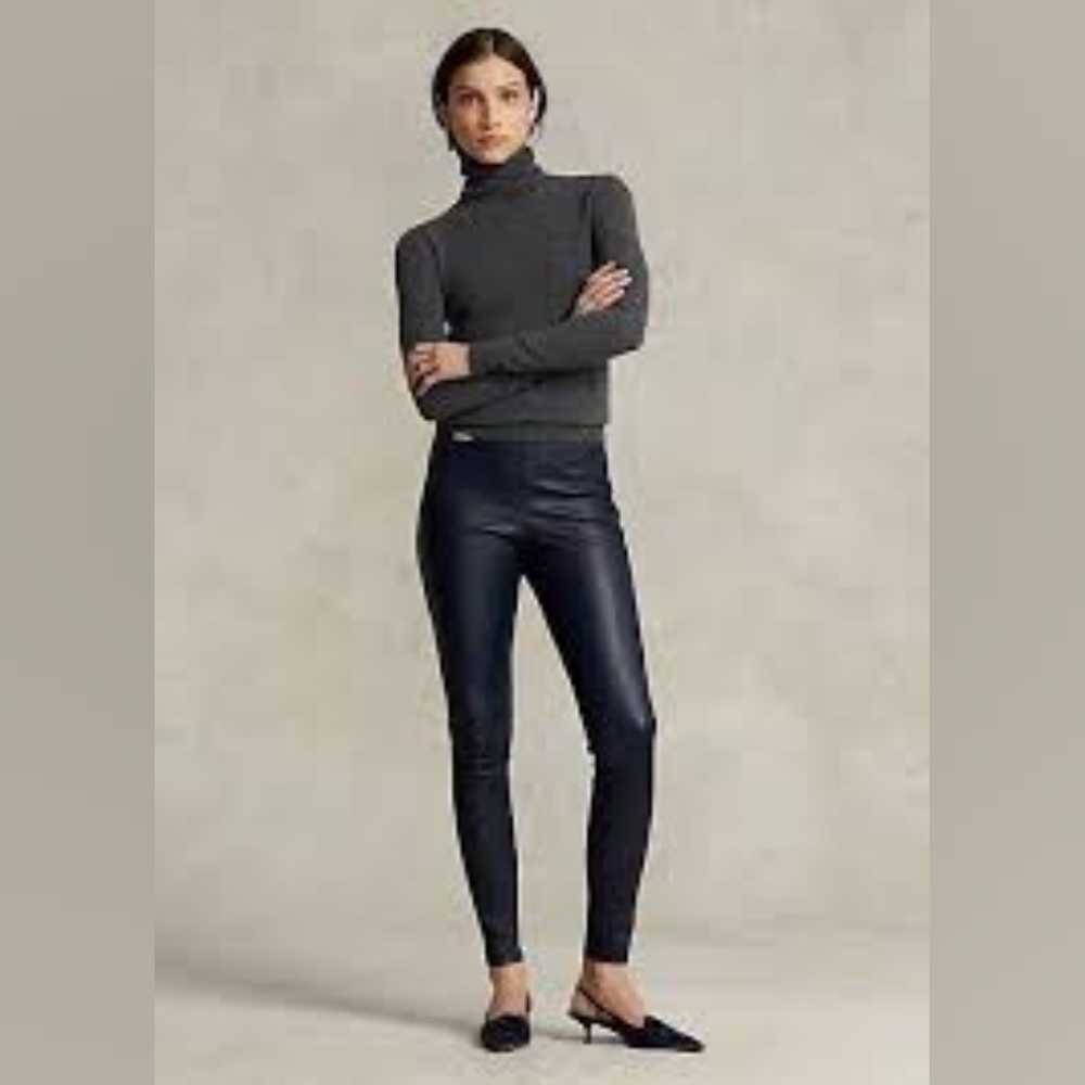 RALPH LAUREN 100% genuine leather pant stretch Leggins Skinny Layer 14